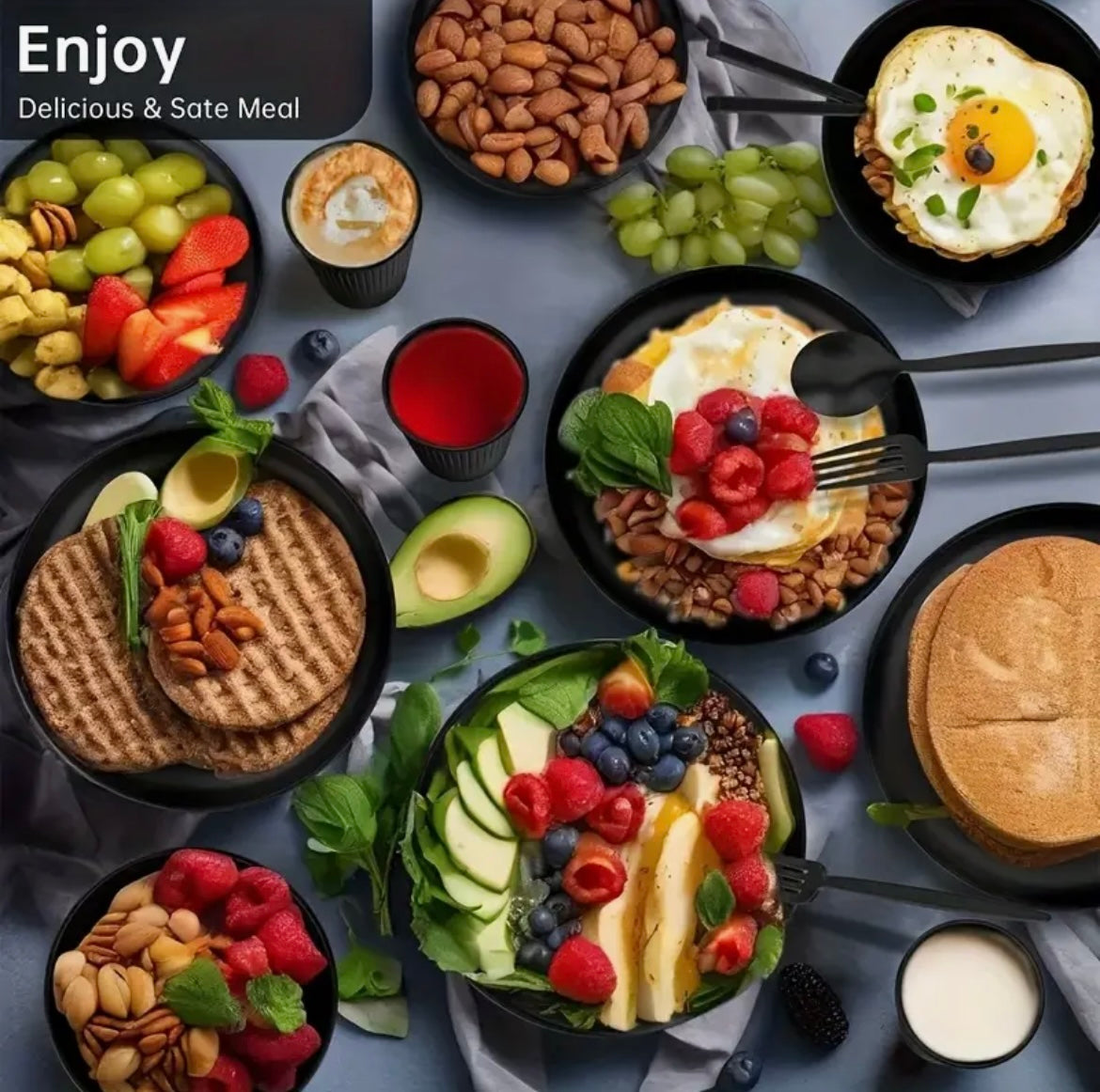 16pcs Wheat Straw Large Size Dinnerware Set.