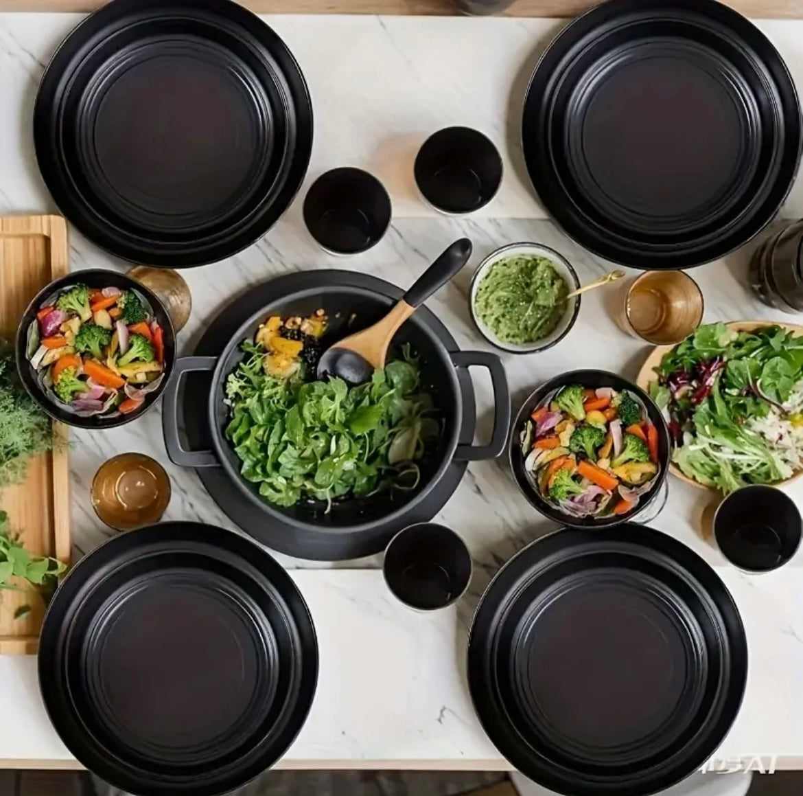 16pcs Wheat Straw Large Size Dinnerware Set.