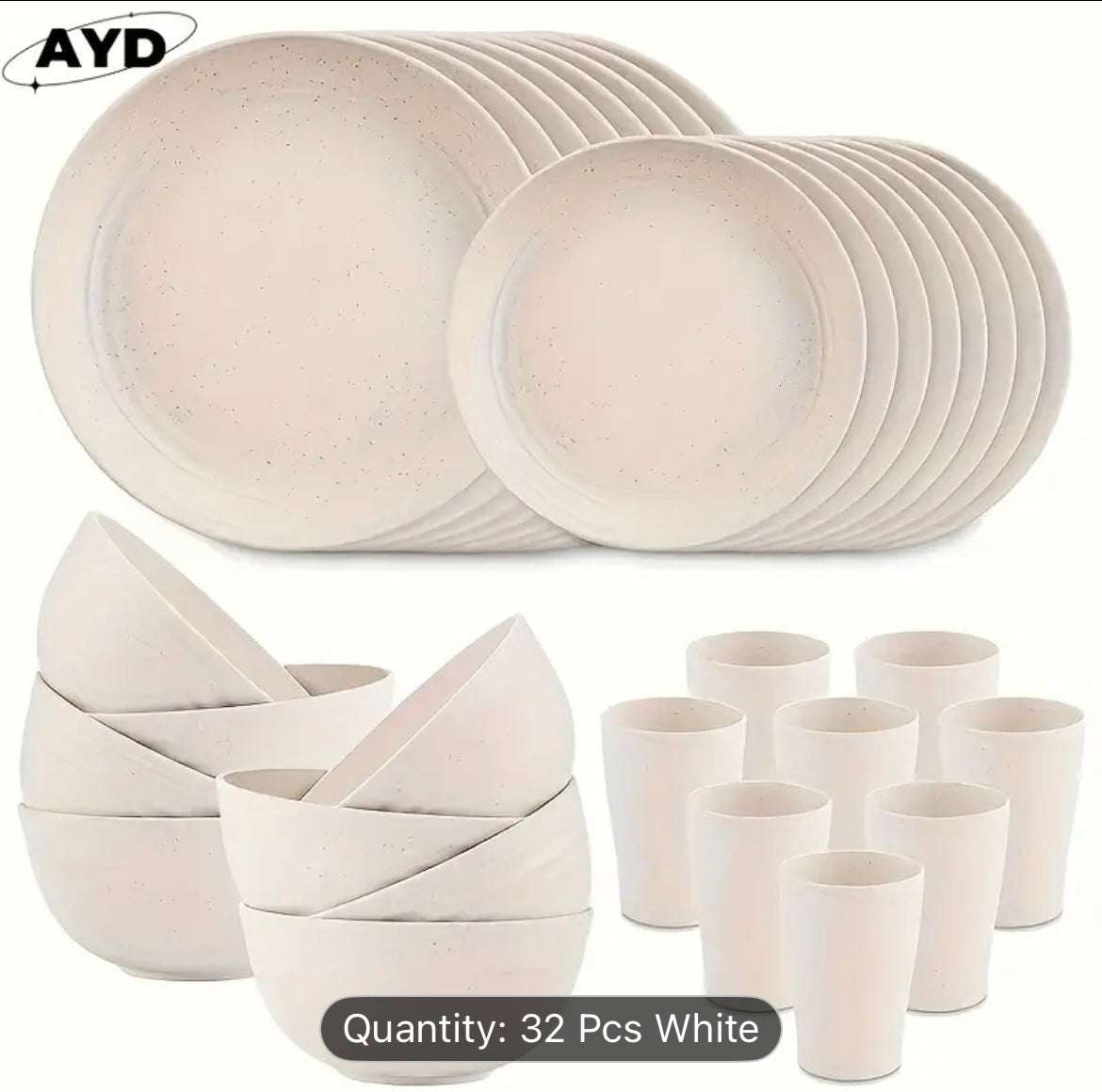 16pcs Wheat Straw Large Size Dinnerware Set